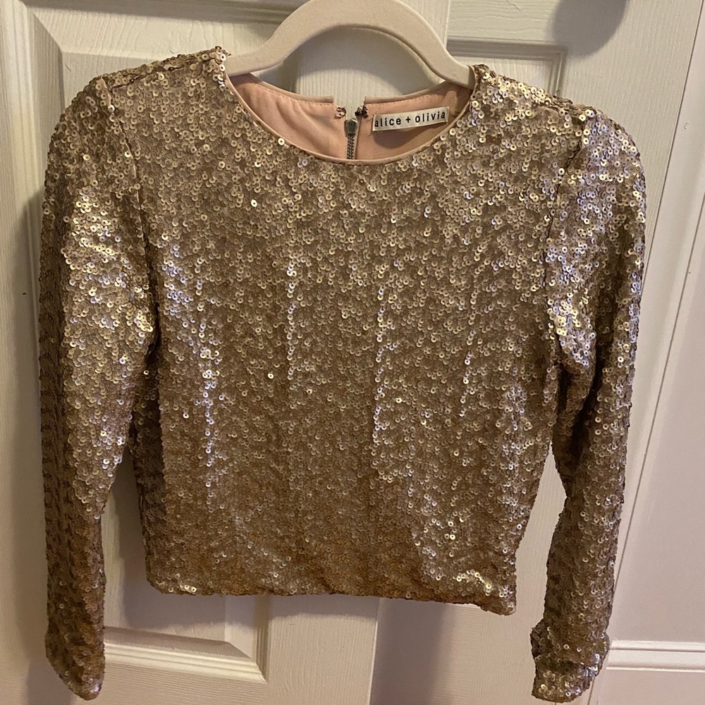 Gold Sequin Alice and Olivia Top